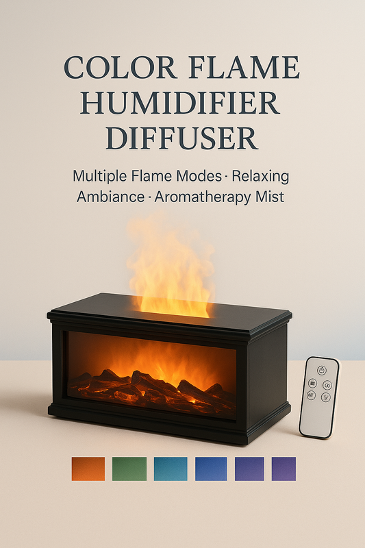 Fireplace Flame Aromatherapy Diffuser & Humidifier with Remote – Black & White
