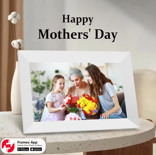 Frameo Smart WiFi Digital Photo Frame – 10.1” Touch Screen with App Sharing (Global Plug Compatible)