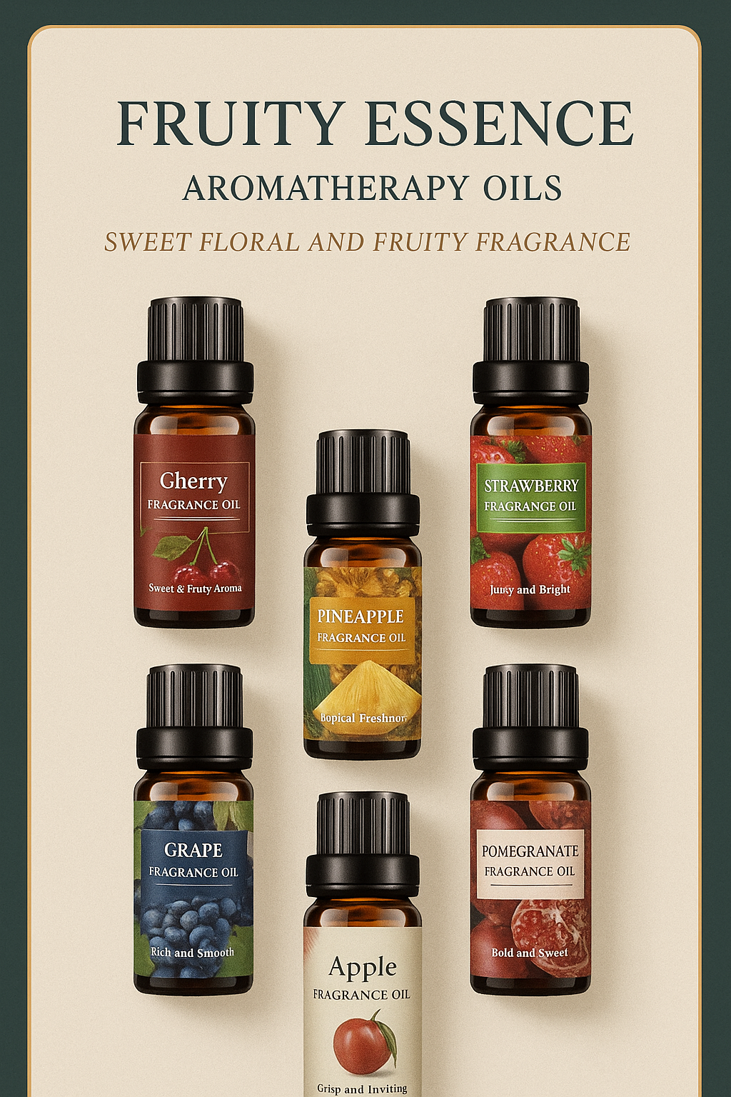 Fruit Scent Essential Oil Set (6-Pack) – Natural Aromatherapy Oils for Diffusers & Relaxation