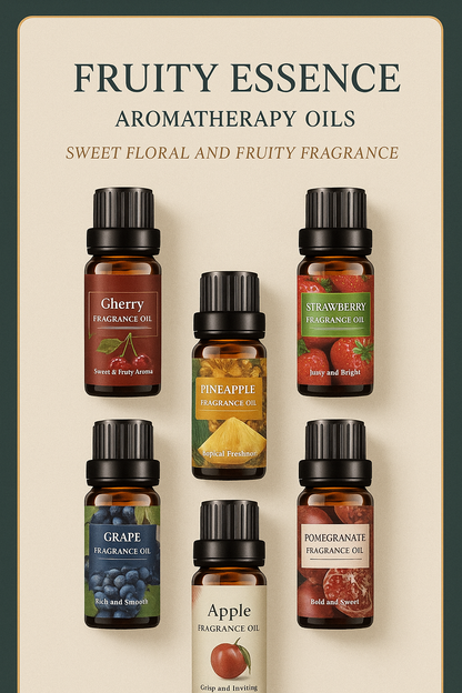 Fruit Scent Essential Oil Set (6-Pack) – Natural Aromatherapy Oils for Diffusers & Relaxation