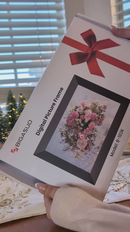 Frameo Smart WiFi Digital Photo Frame – 10.1” Touch Screen with App Sharing (Global Plug Compatible)