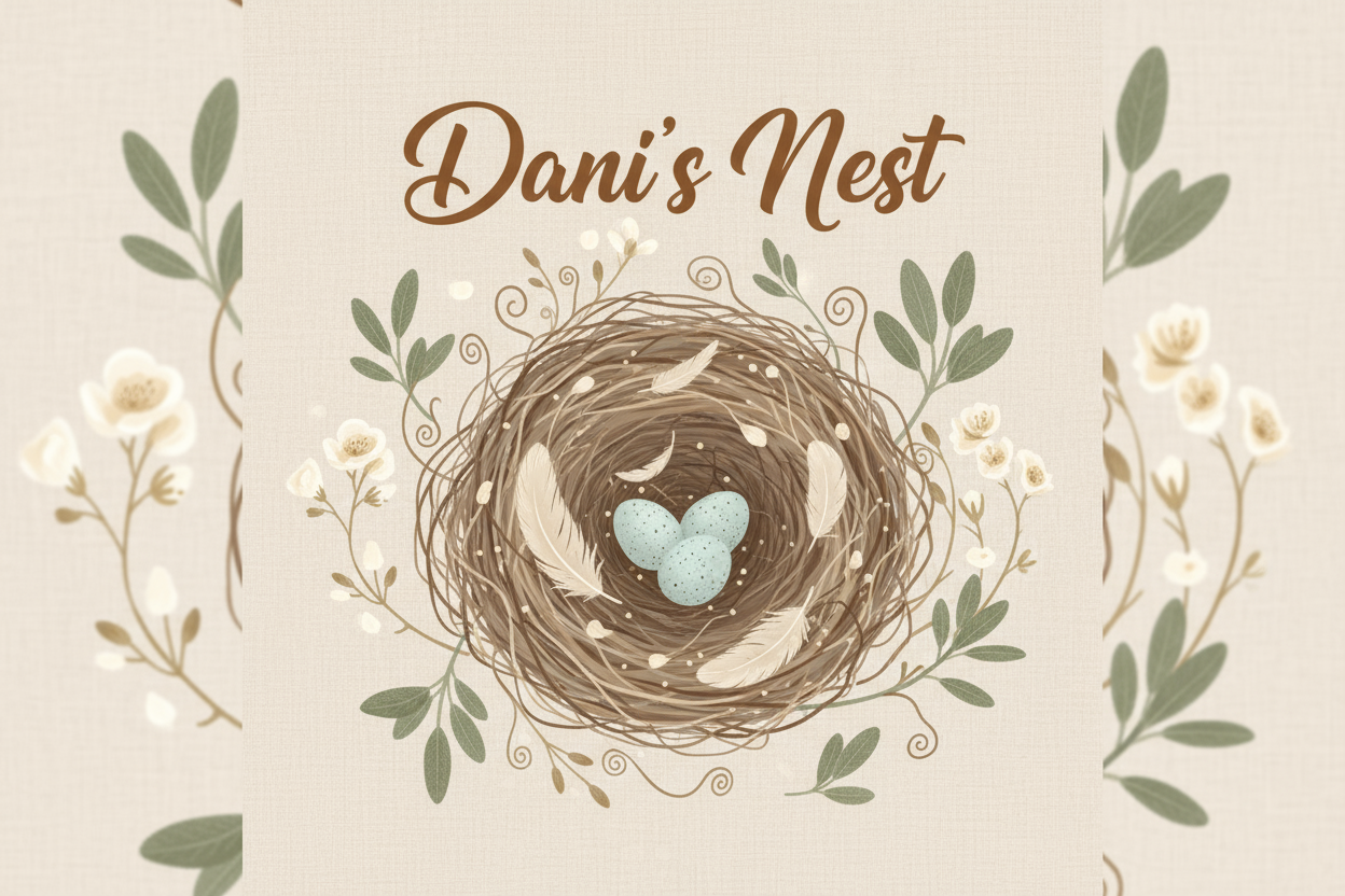 something that says danis nest and has a nest theme and fits the homey and nest theme bit fites in avertical page